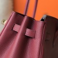 「#4142」Hermès Dark Red Gold Buckle Birkin Bag 30cm