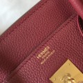 「#4142」Hermès Dark Red Gold Buckle Birkin Bag 30cm