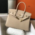 「#4143」Hermès Trench Coat Grey Gold Buckle Birkin Bag 30cm