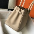 「#4143」Hermès Trench Coat Grey Gold Buckle Birkin Bag 30cm