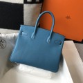 「#4144」 Hermès Lake Blue Gold Buckle Birkin Bag 30cm