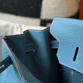「#4144」 Hermès Lake Blue Gold Buckle Birkin Bag 30cm