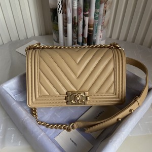 「#10218」Chanel black leboy 67086 25cm gold-plated buckle 25cm