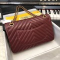 「#10221」Chanel Red Gold Buckle 2018 Big V 25cm
