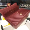 「#10221」Chanel Red Gold Buckle 2018 Big V 25cm