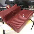 「#10222」Chanel Red Silver Buckle 2018 Big V 25cm