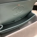 「#10223」Chanel Macaron Blue Silver Buckle 2018 Big V 25cm