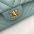 「#10224」Chanel Macaron Blue Gold Buckle 2018 Big V 25cm 「#10224」Chanel Macaron Blue Gold Buckle 2018 Big V 25cm