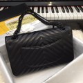 「#10229」Chanel black black button 2018 big V 25cm 「#10229」Chanel black black button 2018 big V 25cm