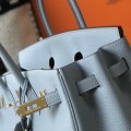 「#4146」Hermès Linen Blue Gold Buckle Birkin Bag 30cm
