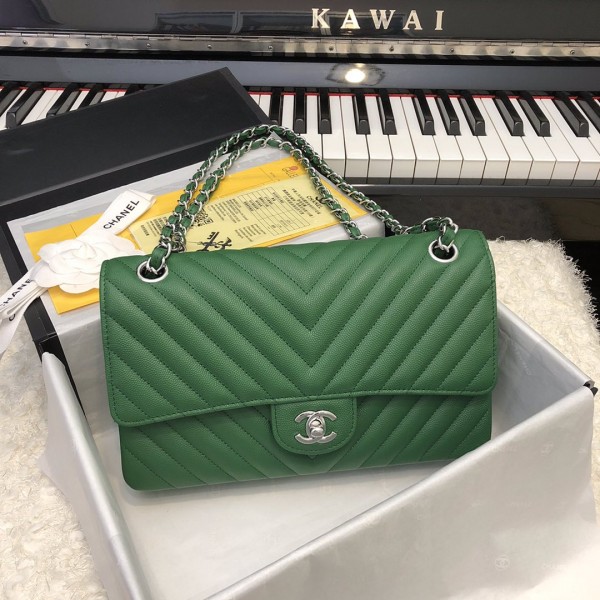 「#10231」Chanel Green Gold Buckle 2018 Big V 25cm 「#10231」Chanel Green Gold Buckle 2018 Big V 25cm
