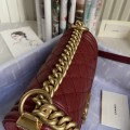 「#10232」Chanel Red Ribbed Gold Buckle Hot Mom Bag 67085 20cm 「#10232」Chanel Red Ribbed Gold Buckle Hot Mom Bag 67085 20cm