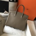 「#4147」Hermès Elephant Grey Gold Buckle Birkin Bag 30cm