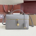 「#7149」Loro pian Extra bag L27 gold buckle - FAN4043 - 16cm*27 cm*10cm - pearl gray 「#7149」Loro pian Extra bag L27 gold buckle - FAN4043 - 16cm*27 cm*10cm - pearl gray