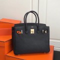 「#4149」Hermès Black Gold Buckle Birkin Bag 30cm