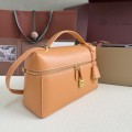 「#7151」Loro pian Extra bag L27 gold buckle - FAN4043 - 16cm*27 cm*10cm - cinnamon orange