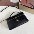 「#7152」Loro pian Extra bag L27 gold buckle - FAN4043 - 16cm*27 cm*10cm - black plain weave