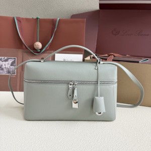 「#7154」Loro pian Extra bag L27 silver buckle - FAN4043 - 16cm*27 cm*10cm - eucalyptus