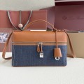 「#7156」Loro pian Extra bag L27 silver buckle - FAN4043 - 16cm*27 cm*10cm - blue denim 「#7156」Loro pian Extra bag L27 silver buckle - FAN4043 - 16cm*27 cm*10cm - blue denim