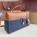 「#7156」Loro pian Extra bag L27 silver buckle - FAN4043 - 16cm*27 cm*10cm - blue denim 「#7156」Loro pian Extra bag L27 silver buckle - FAN4043 - 16cm*27 cm*10cm - blue denim