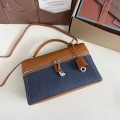 「#7156」Loro pian Extra bag L27 silver buckle - FAN4043 - 16cm*27 cm*10cm - blue denim 「#7156」Loro pian Extra bag L27 silver buckle - FAN4043 - 16cm*27 cm*10cm - blue denim