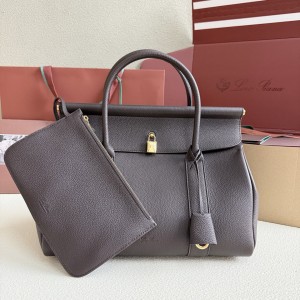 「#7158」Loro pian  Loom L32 gold buckle -  FAN9610 - 33cm✖️23cm✖️18CM - coffee color