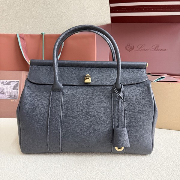 「#7166」Loro pian  Loom L32 gold buckle - FAN4043 - 33cm✖️23cm✖️18CM - deep sapphire blue