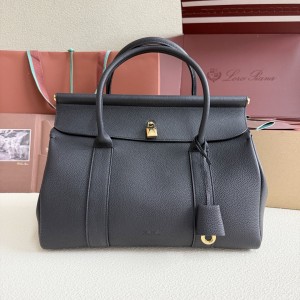 「#7168」Loro pian  Loom L32 gold buckle -  FAN9610 - 33cm✖️23cm✖️18CM - black lychee pattern