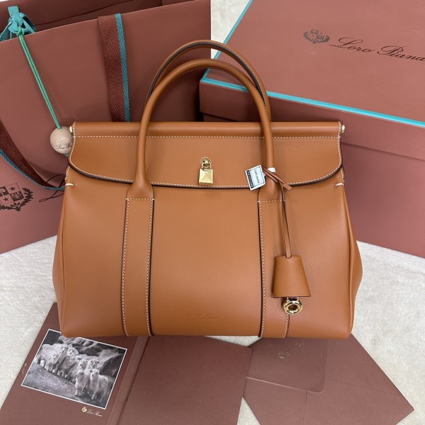 「#7177」Loro pian Loom L32 gold buckle - FAN9610 - 33cm✖️23cm✖️18CM - brown plain weave 「#7177」Loro pian Loom L32 gold buckle - FAN9610 - 33cm✖️23cm✖️18CM - brown plain weave