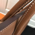 「#4152」 Hermes Golden Brown Silver Buckle Birkin Bag 30cm