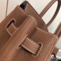 「#4152」 Hermes Golden Brown Silver Buckle Birkin Bag 30cm