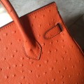 「#4153」 Hermès Orange Ostrich Gold Buckle Birkin Bag 30cm 「#4153」 Hermès Orange Ostrich Gold Buckle Birkin Bag 30cm