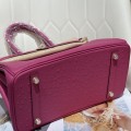 「#4155」 Hermès Rose Red Ostrich Gold Buckle Birkin Bag 30cm