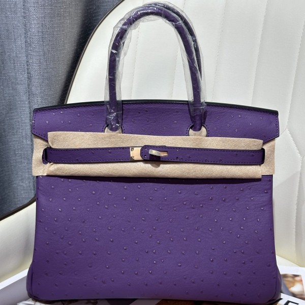 「#4156」 Hermès Purple Ostrich Gold Buckle Birkin Bag 30cm 「#4156」 Hermès Purple Ostrich Gold Buckle Birkin Bag 30cm