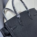 「#4157」 Hermès Black Ostrich Gold Buckle Birkin Bag 30cm