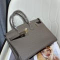 「#4159」Hermès Grey Ostrich Gold Buckle Birkin Bag 30cm 「#4159」Hermès Grey Ostrich Gold Buckle Birkin Bag 30cm