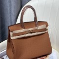 「#4160」Hermès Brown Ostrich Gold Buckle Birkin Bag 30cm