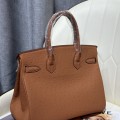 「#4160」Hermès Brown Ostrich Gold Buckle Birkin Bag 30cm