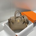 「#4161」 Hermès Elephant Grey Gold Buckle Mini Birkin Bag 20cm