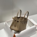 「#4161」 Hermès Elephant Grey Gold Buckle Mini Birkin Bag 20cm