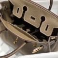 「#4161」 Hermès Elephant Grey Gold Buckle Mini Birkin Bag 20cm