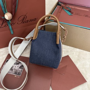 「#7185」Loro pian Bale  - 16cm*14cm*23cm - blue denim