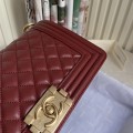 「#10237」Chanel Red Ribbed Gold Buckle Hot Mom Bag 67086 25cm