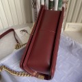 「#10237」Chanel Red Ribbed Gold Buckle Hot Mom Bag 67086 25cm