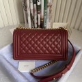「#10237」Chanel Red Ribbed Gold Buckle Hot Mom Bag 67086 25cm