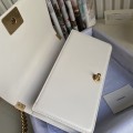 「#10238」Chanel White Ribbed Gold Buckle Hot Mom Bag 67086 25cm