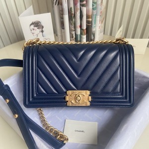 「#10239」Chanel blue ribbed gold buckle hot mom bag 67086 25cm