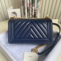 「#10239」Chanel blue ribbed gold buckle hot mom bag 67086 25cm 「#10239」Chanel blue ribbed gold buckle hot mom bag 67086 25cm