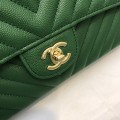 「#10245」Chanel 2018 Big V Green Gold Chain 25cm AS8023