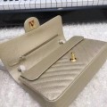 「#10246」Chanel 2018 Big V Beige Gold Chain 25cm AS8023